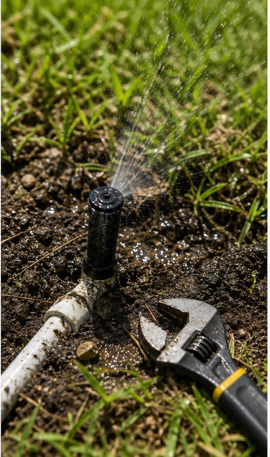 Drainage work in a residential yard